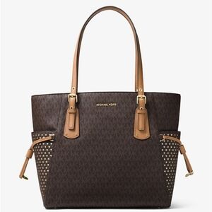 Michael Kors Voyager Logo Gold Stars Large Tote Bag Handbag